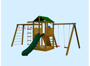 Детский игровой комплекс с домиком, горкой и качелями MD_007