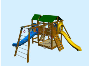 Детский игровой комплекс с двумя домиками и горками