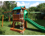 Деревянная детская площадка с домиком, песочницей, кольцами и перекладиной