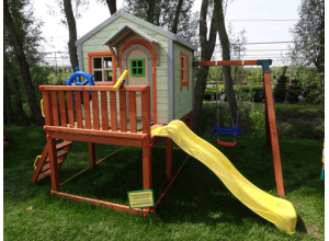 Детский игровой комплекс с домиком, горкой и качелью MD_015