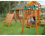 Деревянный спортивный игровой комплекс с горкой, столиком и гимнастическими элементами