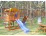 Деревянный спортивный игровой комплекс с горкой, столиком и гимнастическими элементами